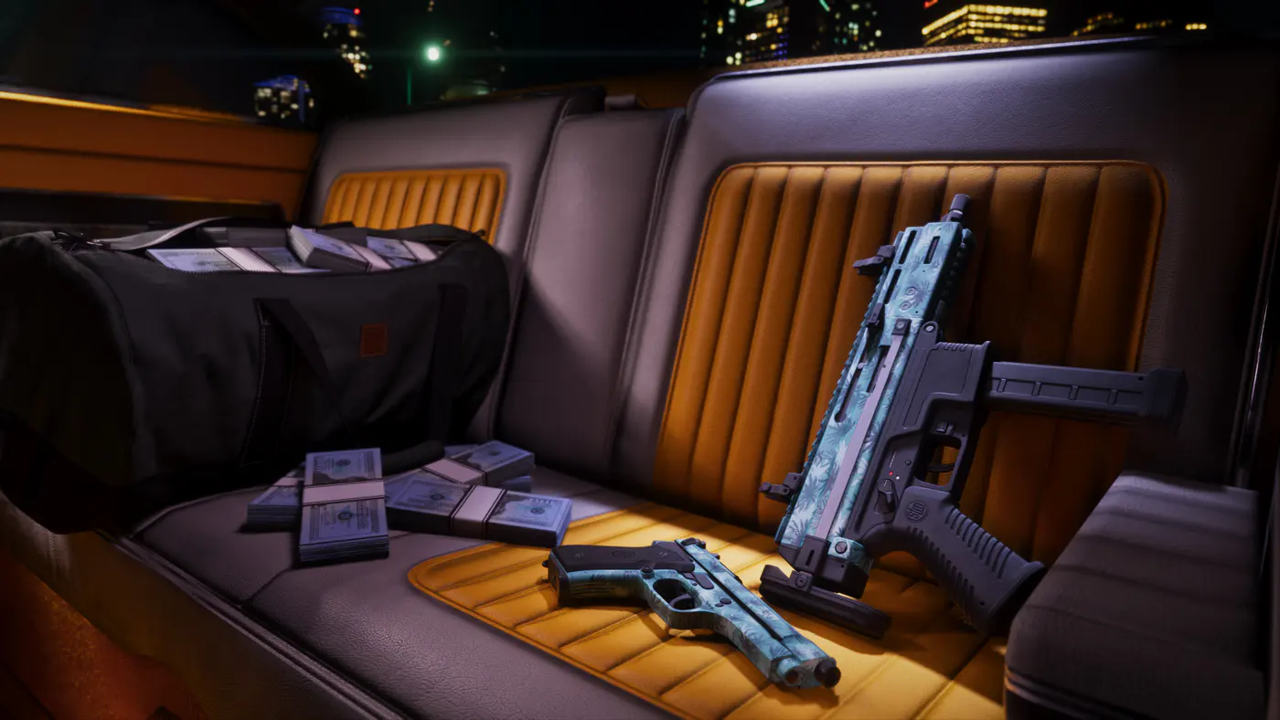 Vintage Vice City Weapon Pattern 01, official GTA VI screenshot.